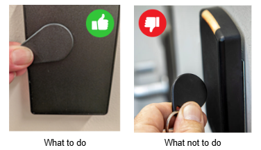Correct use of a fob on a card reader
