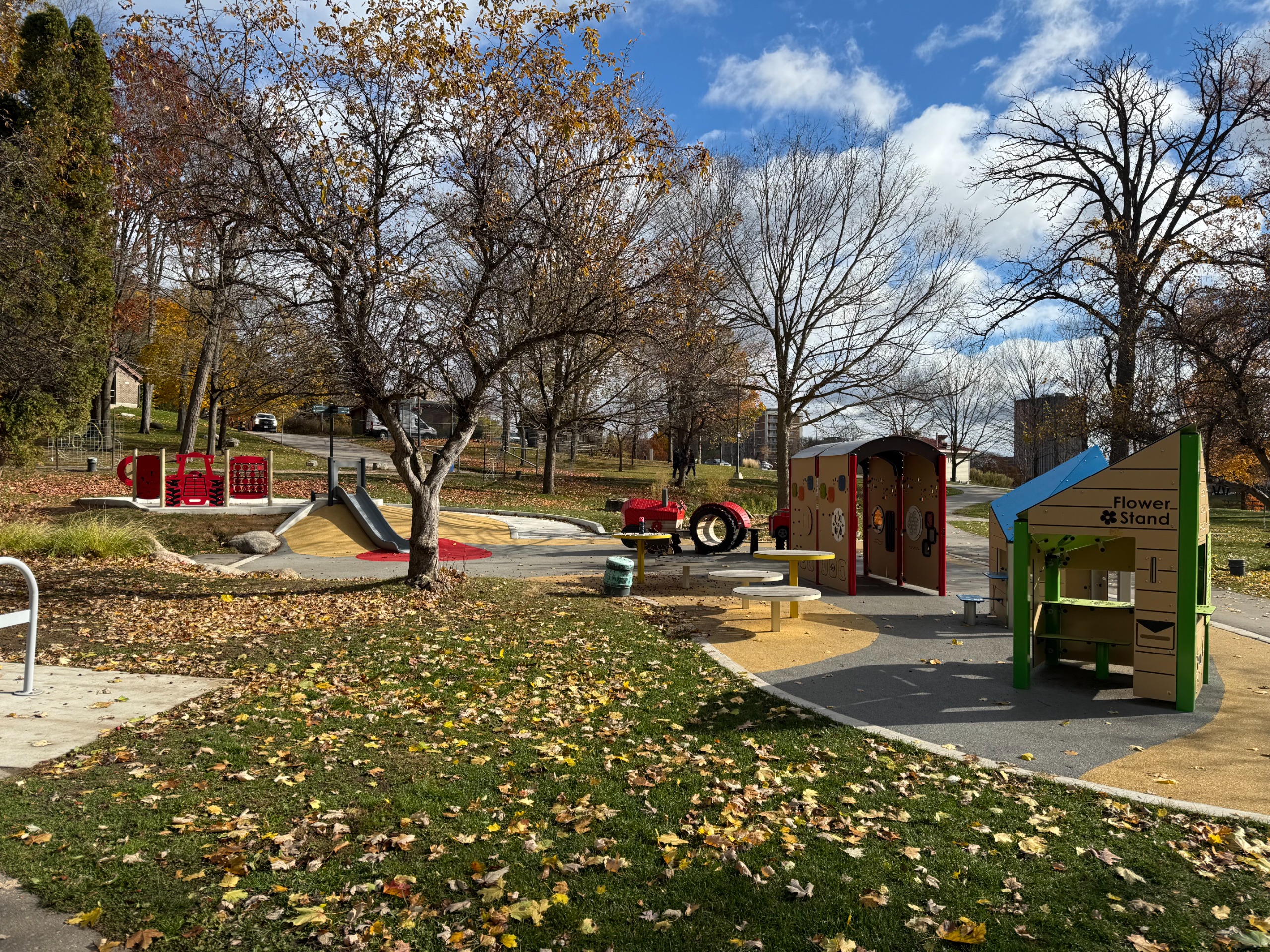 Eby Farm playground featuring new market themed play structures