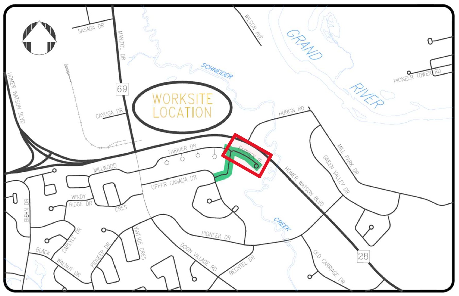 Map of work area