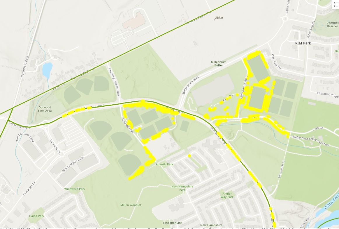Map of RIM park and surrounding area