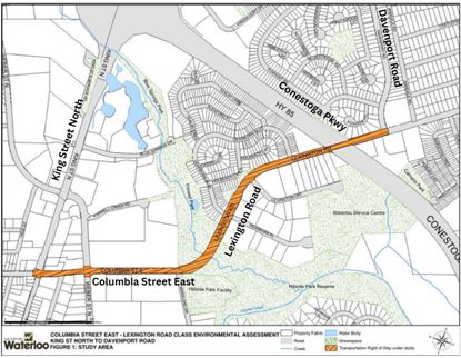 Columbia and Lexington corridor map