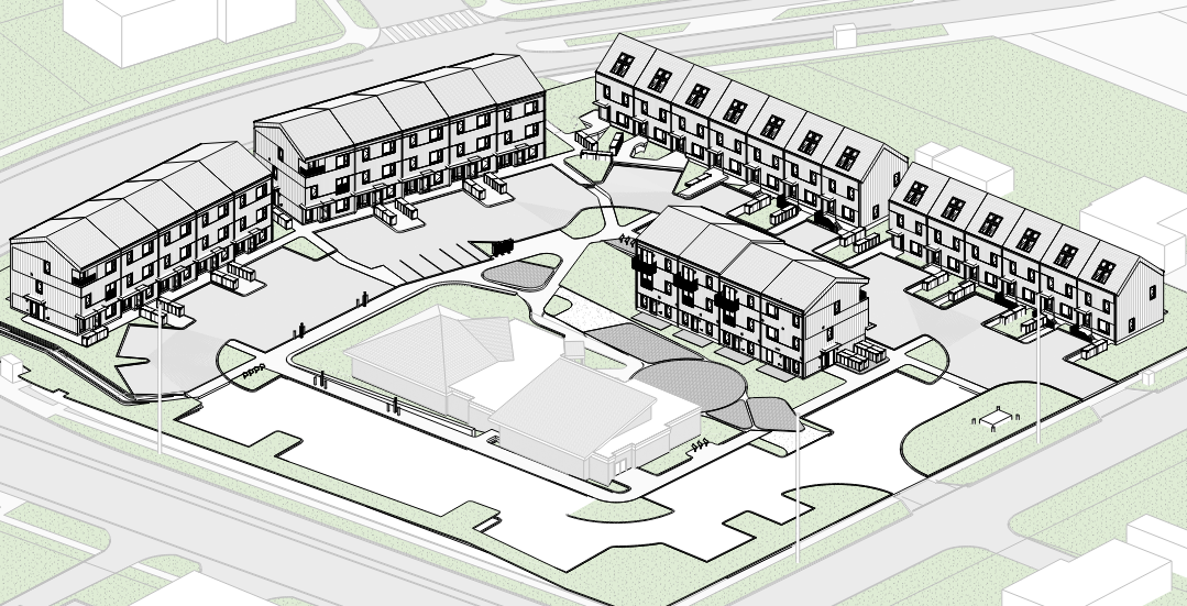 Site plan showing elevations of the proposed development