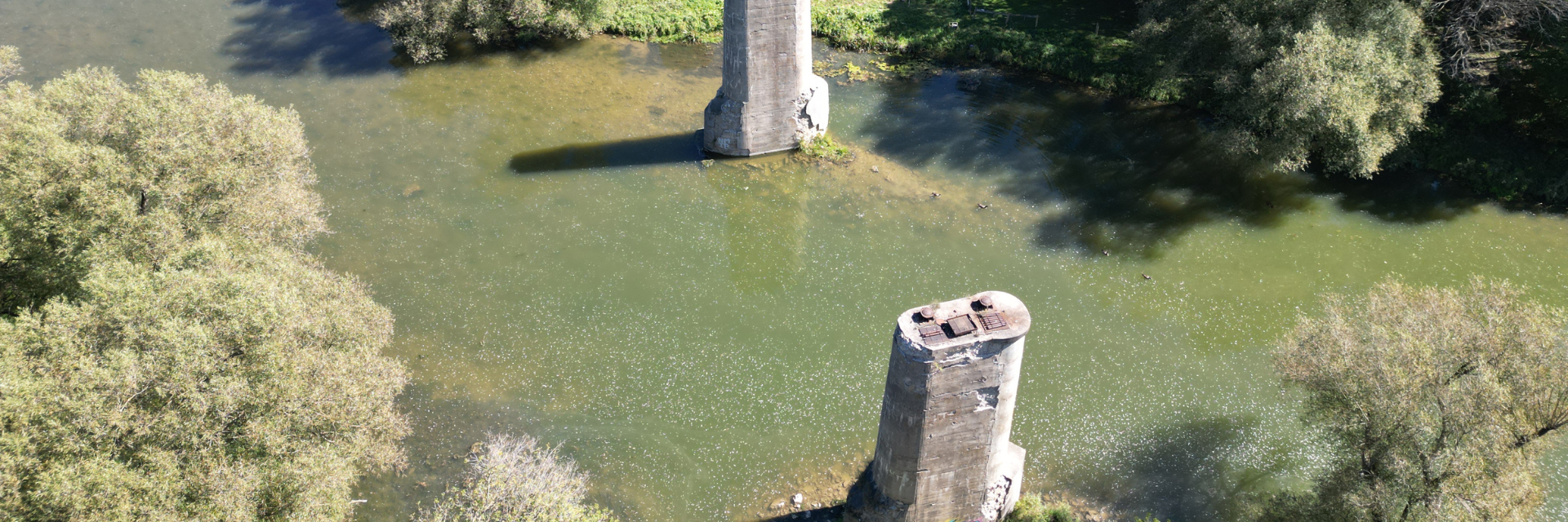 Water and surrounding land of the bridge location
