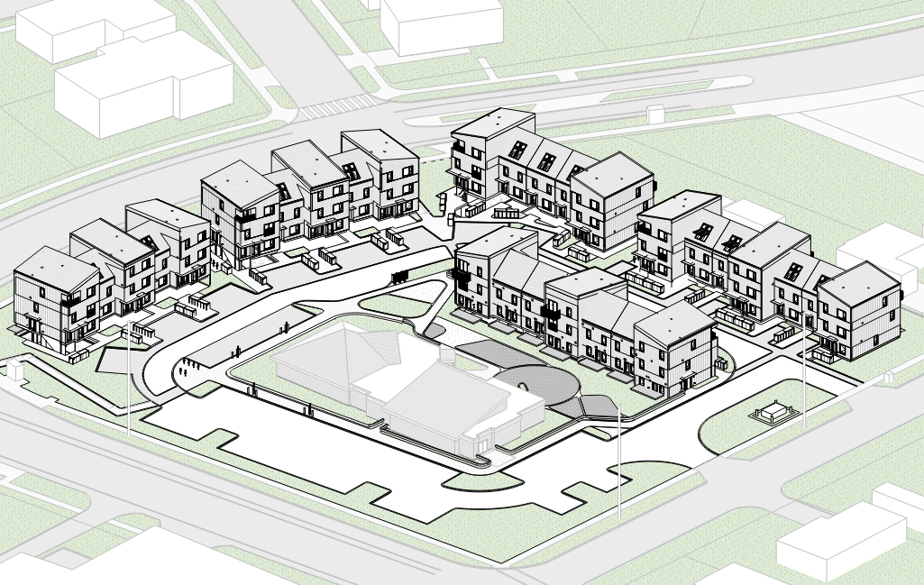 Site plan showing elevations of the proposed development