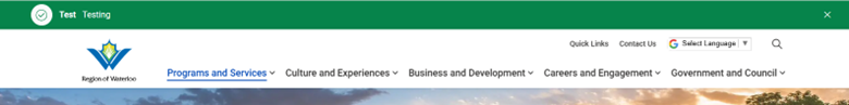 Screenshot of a green banner alert