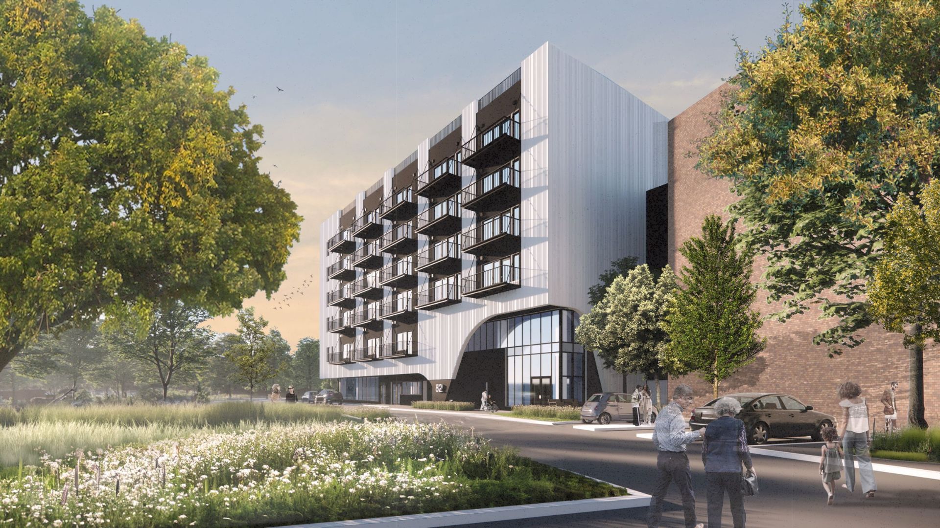 82 Wilson After Construction: This image is a rendering of 82 Wilson after construction. The building is larger with more floors. 