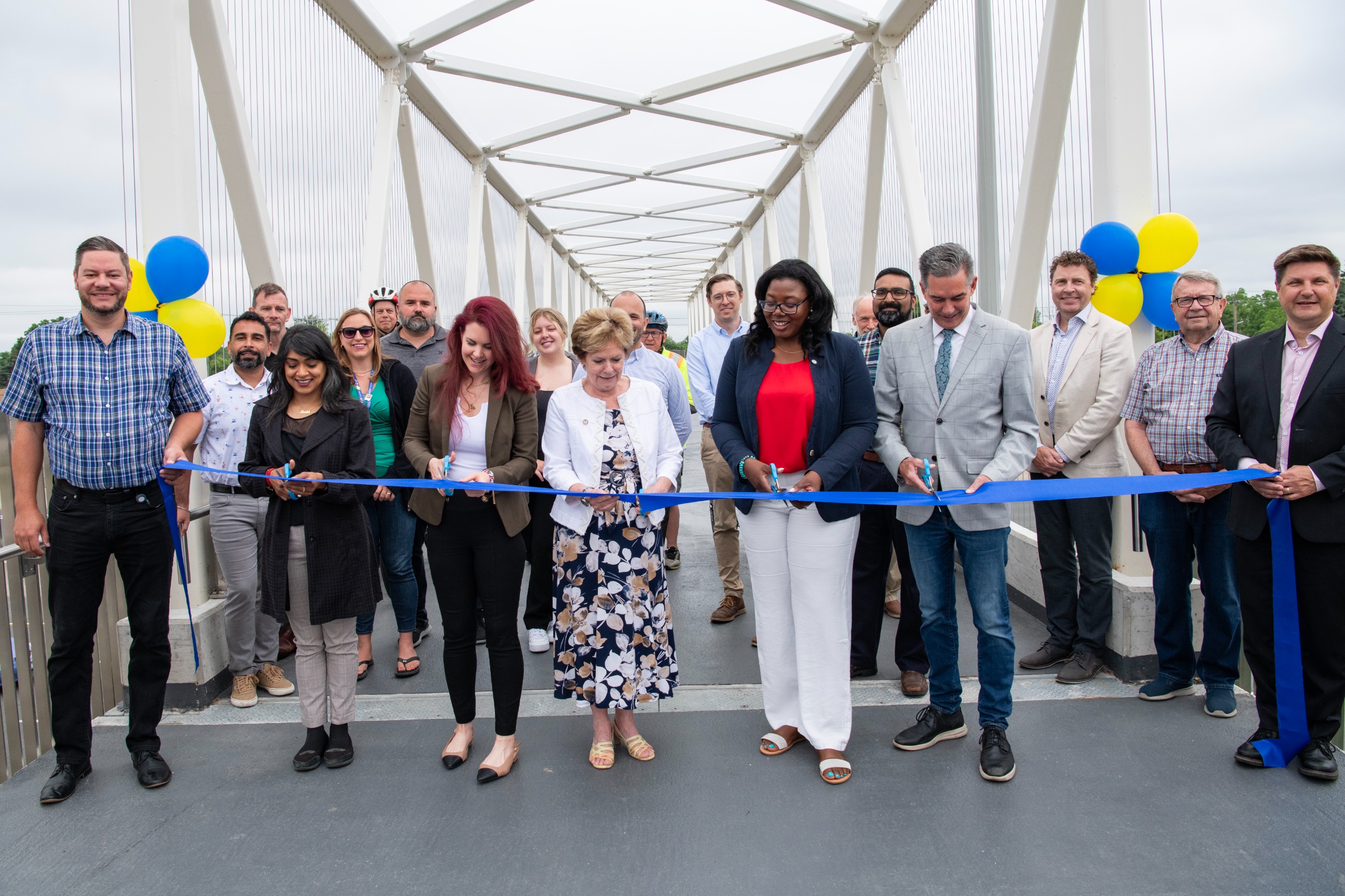 People on the bridge at the launch event
