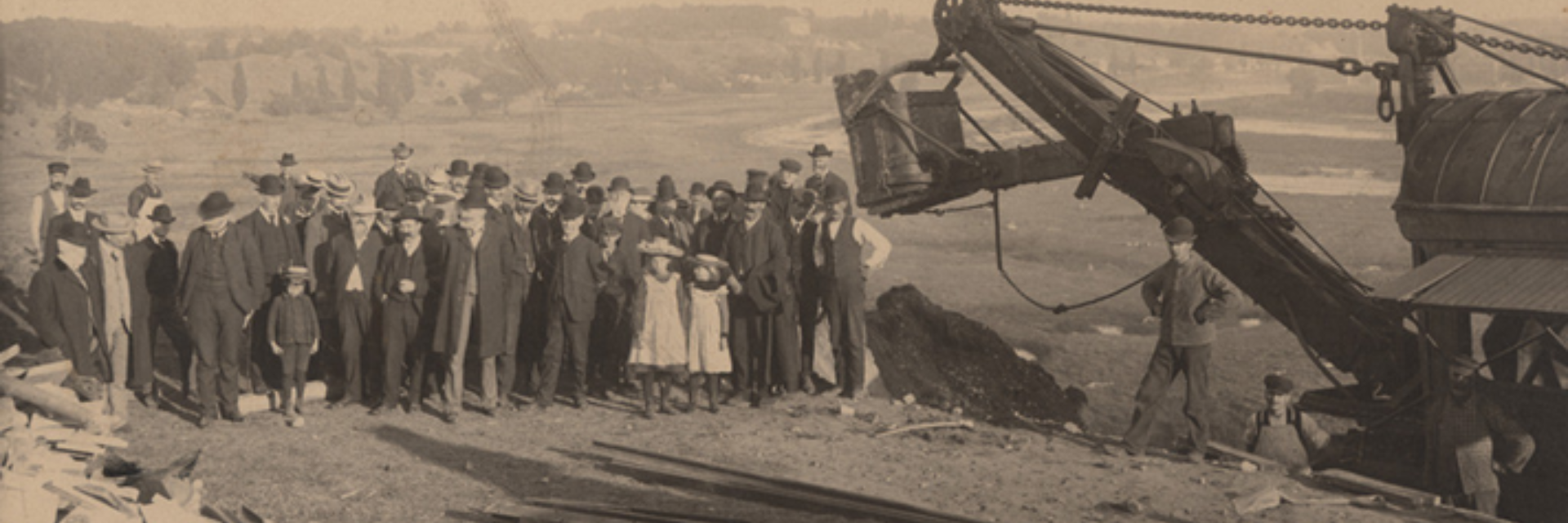 Historic image of the trail being built