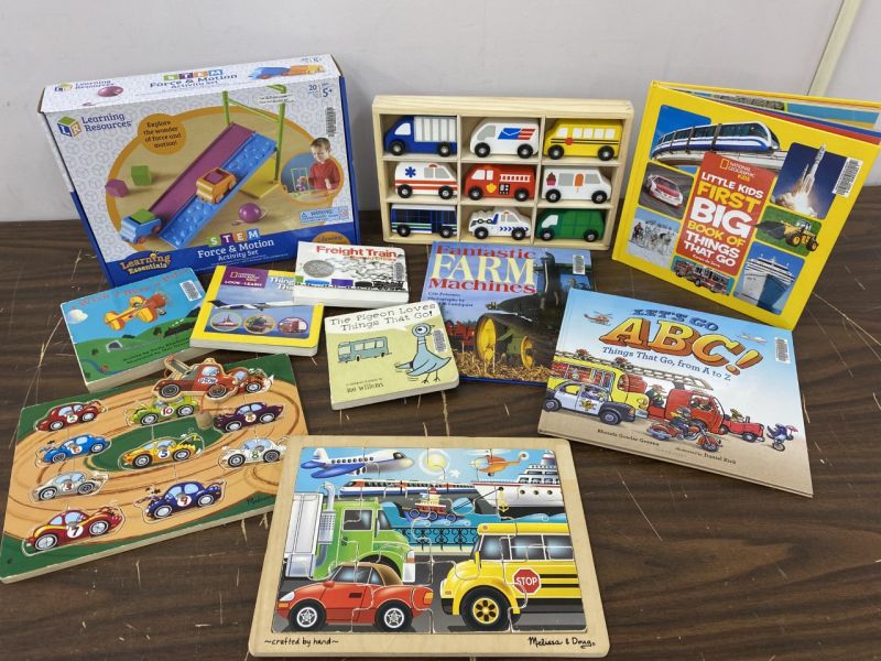 library kit with cars and trucks