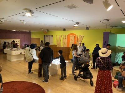 A bright area filled with families